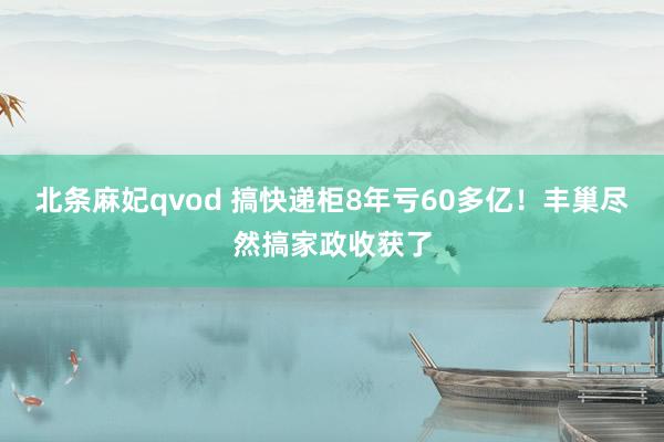 北条麻妃qvod 搞快递柜8年亏60多亿！丰巢尽然搞家政收获了